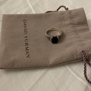 David Yurman Petite Wheaton® Ring with Black Onyx and Diamonds